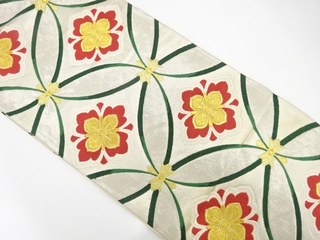 アンティーク　花七宝模様織り出し袋帯（材料）